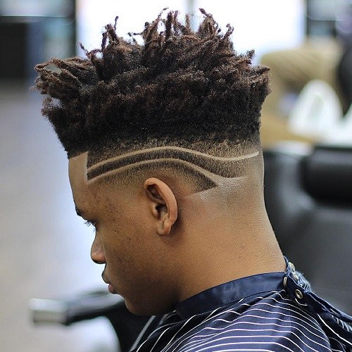 4 black high top fade with carved lines